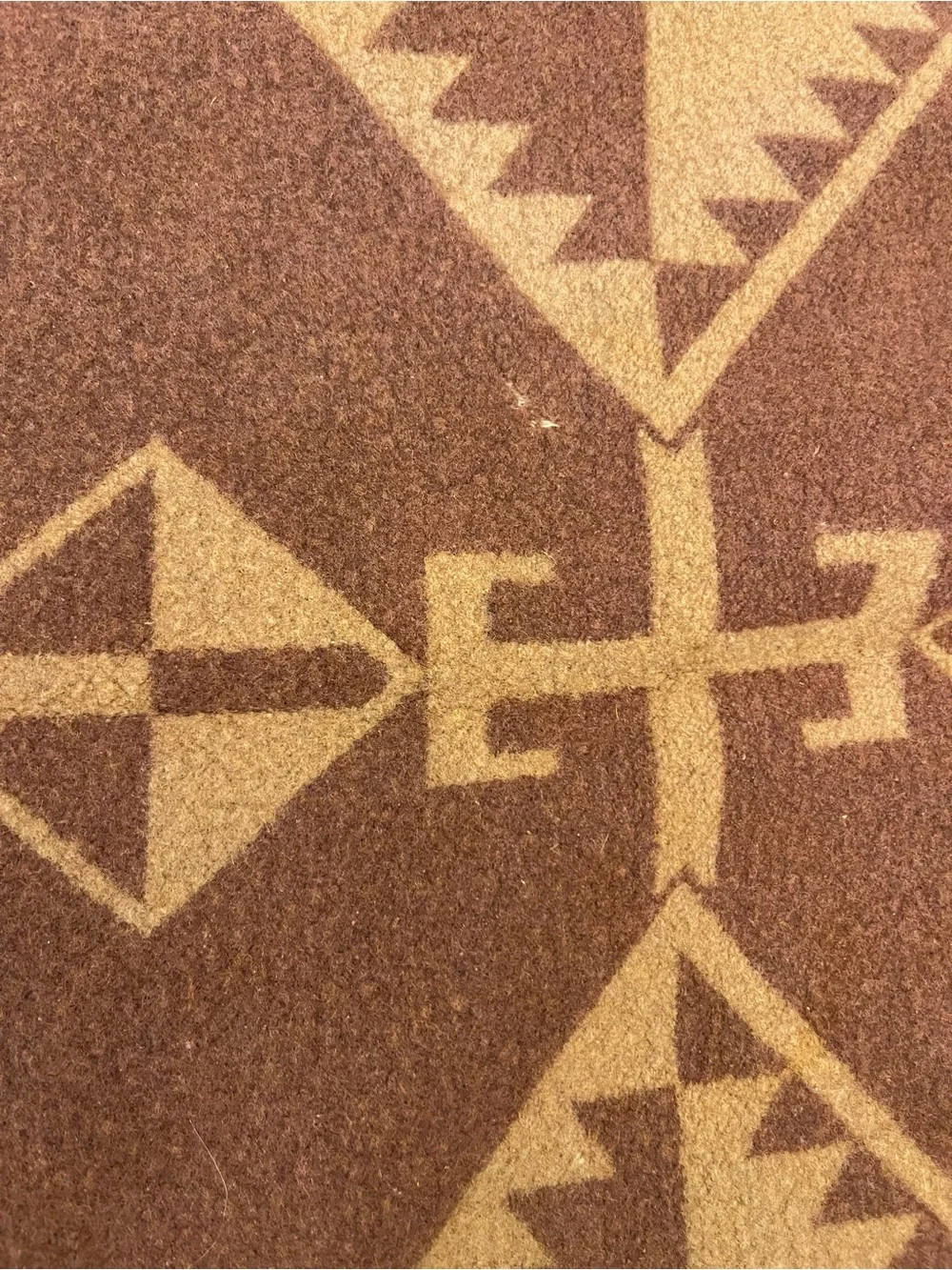 Vintage 20s Pendleton? Brown Reversible Wool Throw Blanket Aztec Tribal Western